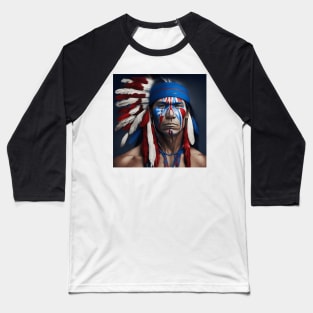 [AI Art] Robust Average Native American man Baseball T-Shirt